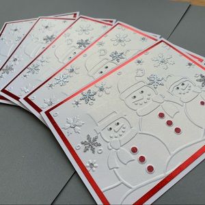 5 handmade Christmas cards - snowman holiday cards